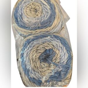 ICE Yarns Cakes NEW Lot Of 2 Blue Grey White Acrylic 4 Weight 11 oz Soft Crochet